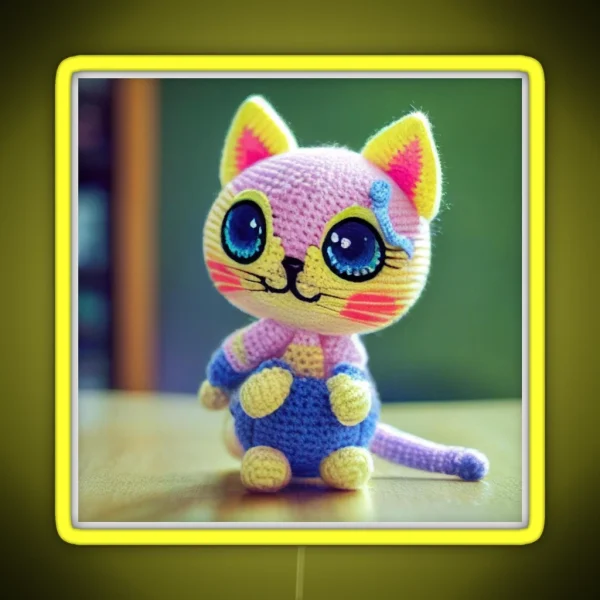 Cute Amigurumi Kitten Original Collection RGB Neon Sign