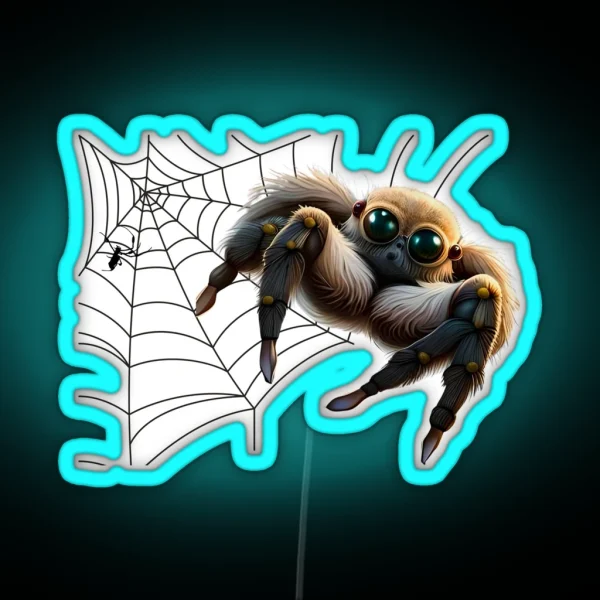 Cute And Fluffy Cartoon Spider RGB Neon Sign