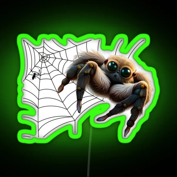 Cute And Fluffy Cartoon Spider RGB Neon Sign