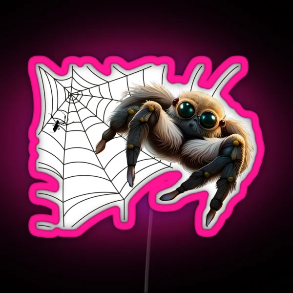 Cute And Fluffy Cartoon Spider RGB Neon Sign