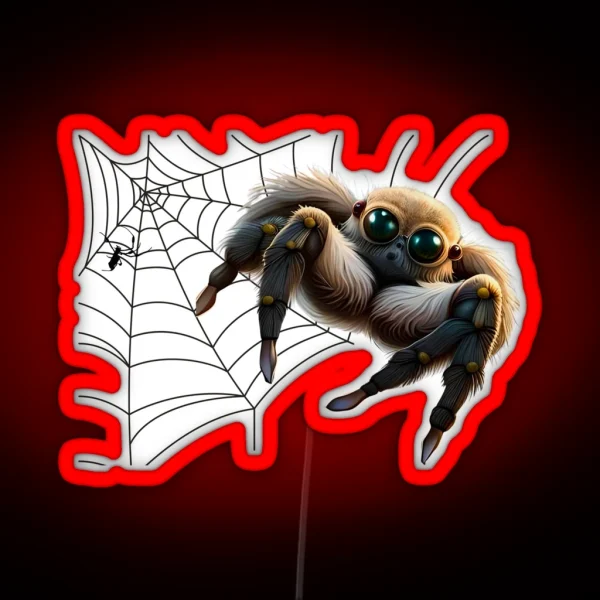 Cute And Fluffy Cartoon Spider RGB Neon Sign