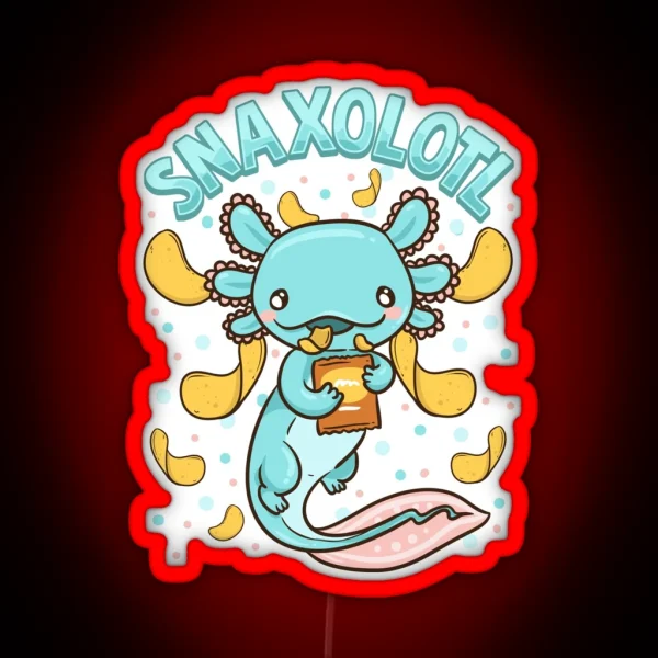Cute And Funny Snaxolotl Adorable Snacking RGB Neon Sign