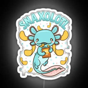 Cute And Funny Snaxolotl Adorable Snacking Axolotl RGB Neon Sign