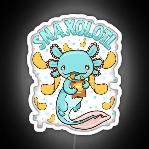 Cute And Funny Snaxolotl Adorable Snacking RGB Neon Sign