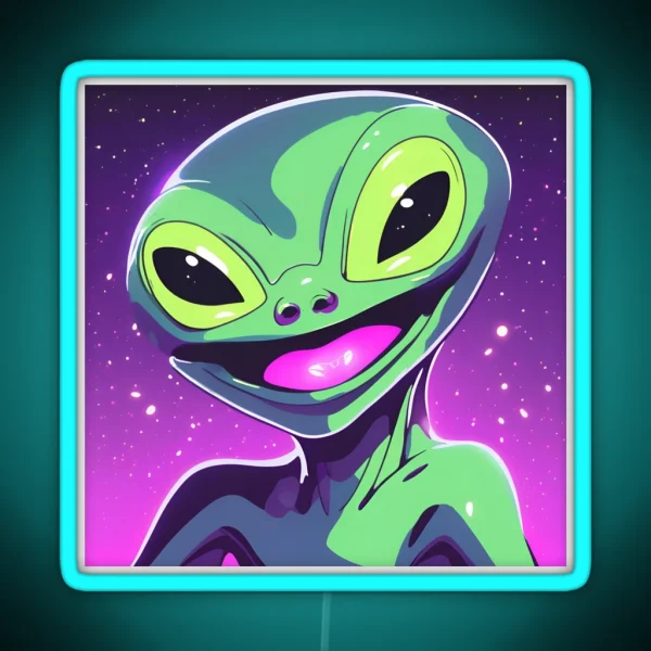 Cute And Happy Alien RGB Neon Sign