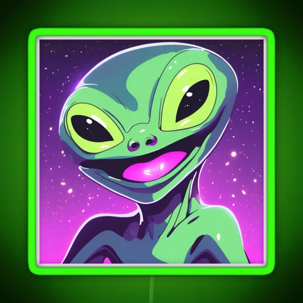 Cute And Happy Alien RGB Neon Sign