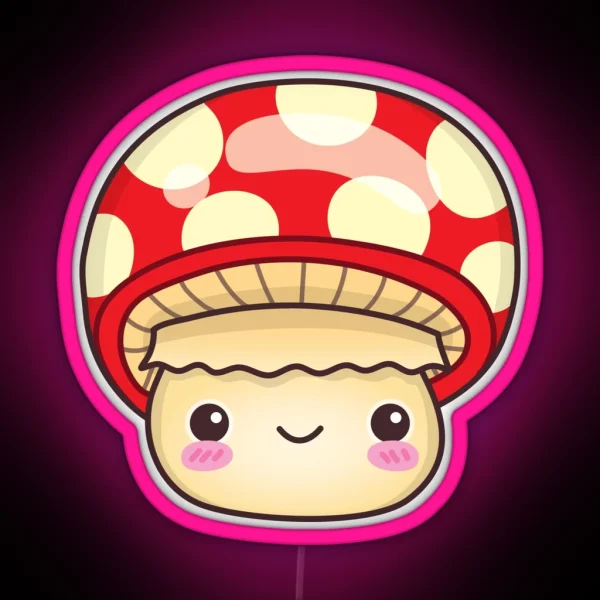 Cute And Kawaii Fly Agaric Design For Mushroom Lover RGB Neon Sign