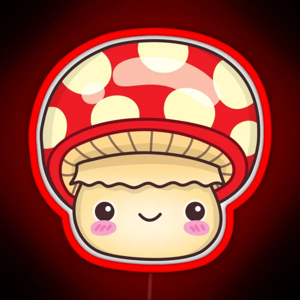 Cute And Kawaii Fly Agaric Design For Mushroom Lover RGB Neon Sign
