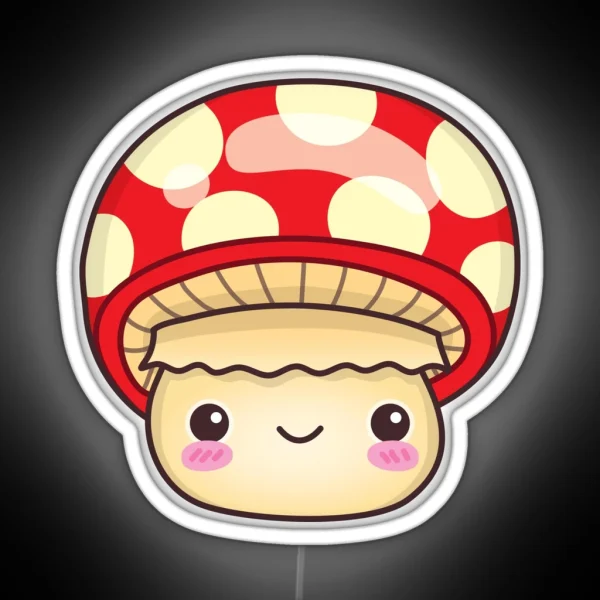 Cute And Kawaii Fly Agaric Design For Mushroom Lover RGB Neon Sign