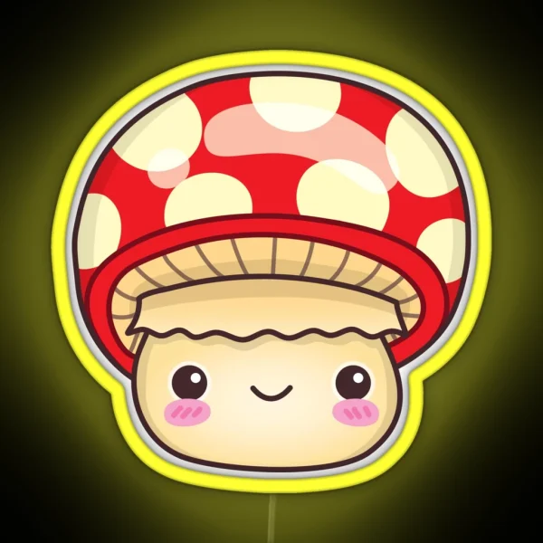 Cute And Kawaii Fly Agaric Design For Mushroom Lover RGB Neon Sign