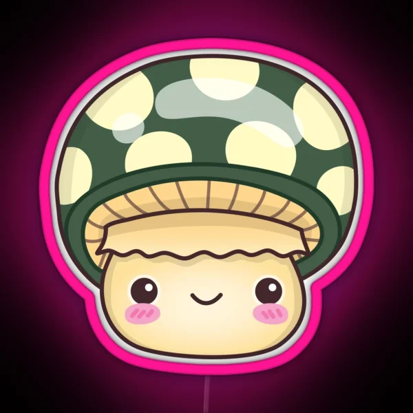 Cute And Kawaii Fly Agaric Design For Mushroom Lover RGB Neon Sign
