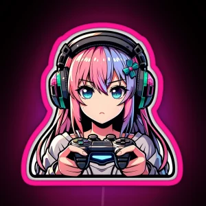 Cute Anime Gamer Girl RGB Neon Sign