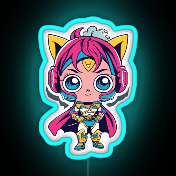 Cute Anime Hero Girl RGB Neon Sign