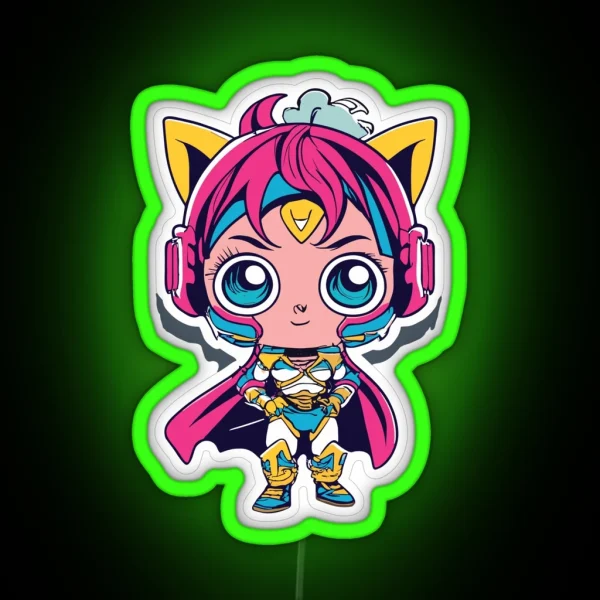 Cute Anime Hero Girl RGB Neon Sign