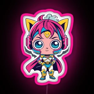 Cute Anime Hero Girl RGB Neon Sign