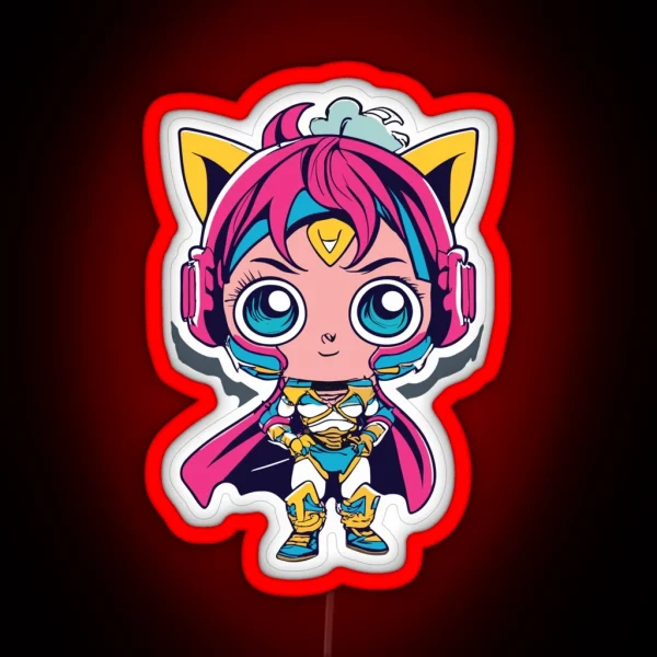 Cute Anime Hero Girl RGB Neon Sign