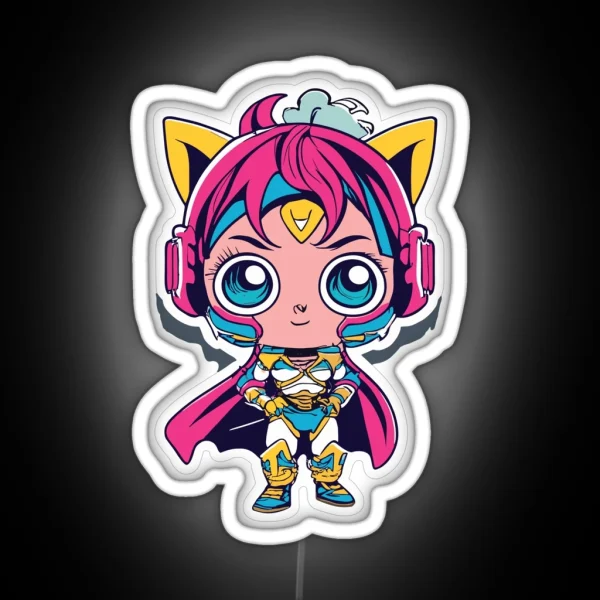 Cute Anime Hero Girl RGB Neon Sign