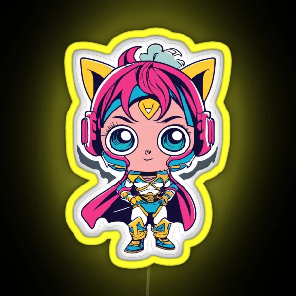 Cute Anime Hero Girl RGB Neon Sign