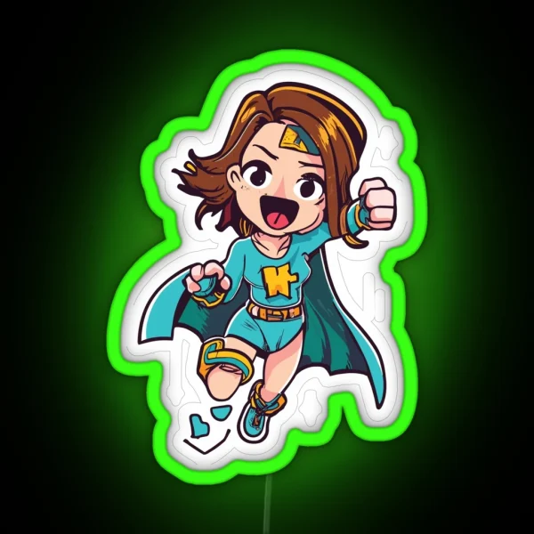 Cute Anime Hero Girl RGB Neon Sign
