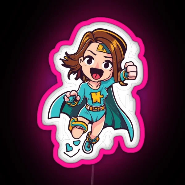 Cute Anime Hero Girl RGB Neon Sign