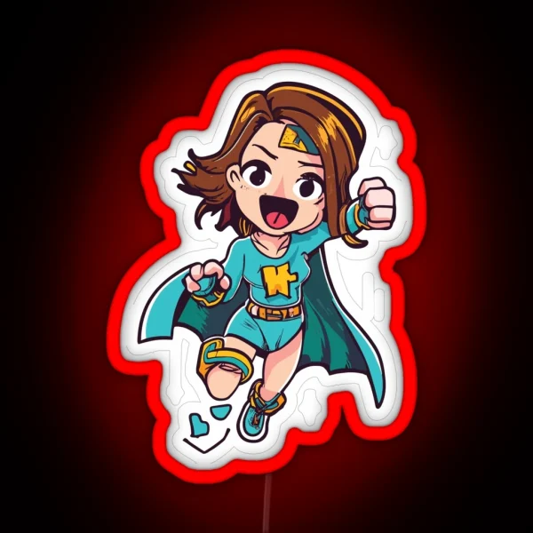 Cute Anime Hero Girl RGB Neon Sign