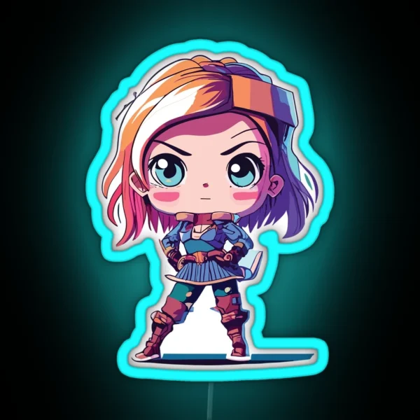 Cute Anime Hero Girl RGB Neon Sign
