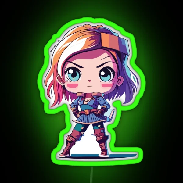 Cute Anime Hero Girl RGB Neon Sign