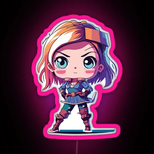 Cute Anime Hero Girl RGB Neon Sign
