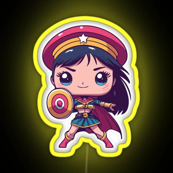 Cute Anime Hero Girl RGB Neon Sign