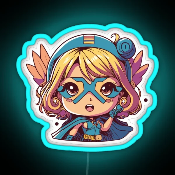 Cute Anime Hero Girl RGB Neon Sign