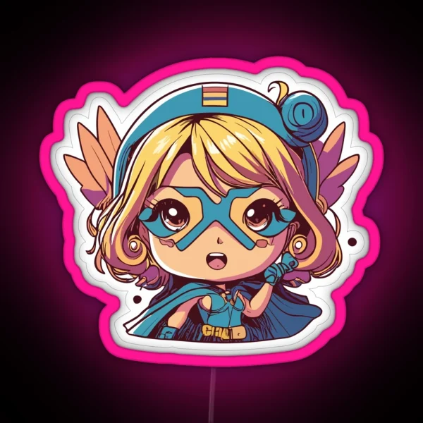 Cute Anime Hero Girl RGB Neon Sign