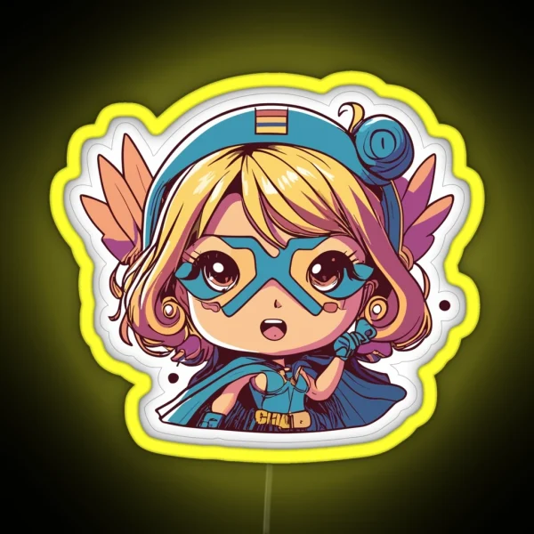 Cute Anime Hero Girl RGB Neon Sign