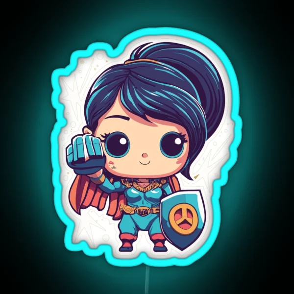Cute Anime Hero Girl RGB Neon Sign