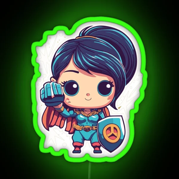 Cute Anime Hero Girl RGB Neon Sign