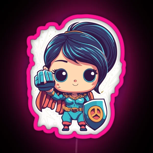 Cute Anime Hero Girl RGB Neon Sign