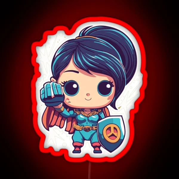 Cute Anime Hero Girl RGB Neon Sign