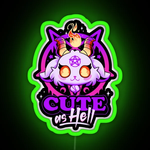 Cute As Hell Pink Evil Demon Goat RGB Neon Sign