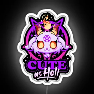 Cute As Hell Pink Evil Demon Goat RGB Neon Sign