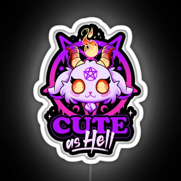 Cute As Hell Pink Evil Demon Goat RGB Neon Sign