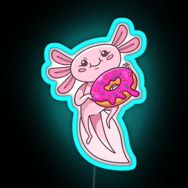 Cute Axolotl Eating Donut Best Gift For RGB Neon Sign