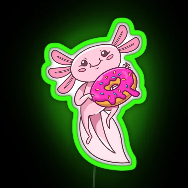 Cute Axolotl Eating Donut Best Gift For RGB Neon Sign