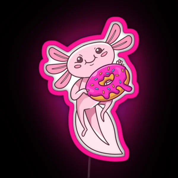 Cute Axolotl Eating Donut Best Gift For RGB Neon Sign