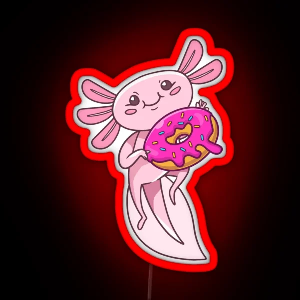 Cute Axolotl Eating Donut Best Gift For RGB Neon Sign