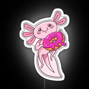 Cute Axolotl Eating Donut Best Gift For Axolotl And Donut Lovers RGB Neon Sign