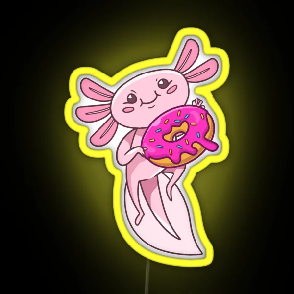 Cute Axolotl Eating Donut Best Gift For RGB Neon Sign