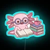 Cute Axolotl With Glasses Reading A Book RGB Neon Sign - Image 3