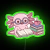Cute Axolotl With Glasses Reading A Book RGB Neon Sign - Image 4