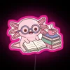 Cute Axolotl With Glasses Reading A Book RGB Neon Sign - Image 6