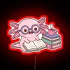 Cute Axolotl With Glasses Reading A Book RGB Neon Sign - Image 2