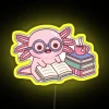 Cute Axolotl With Glasses Reading A Book RGB Neon Sign - Image 5